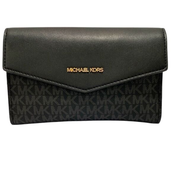Michael Kors 2 In 1 Crossbody Clutch With Removable Crossbody Guitar Strap Black - Picture 1 of 16